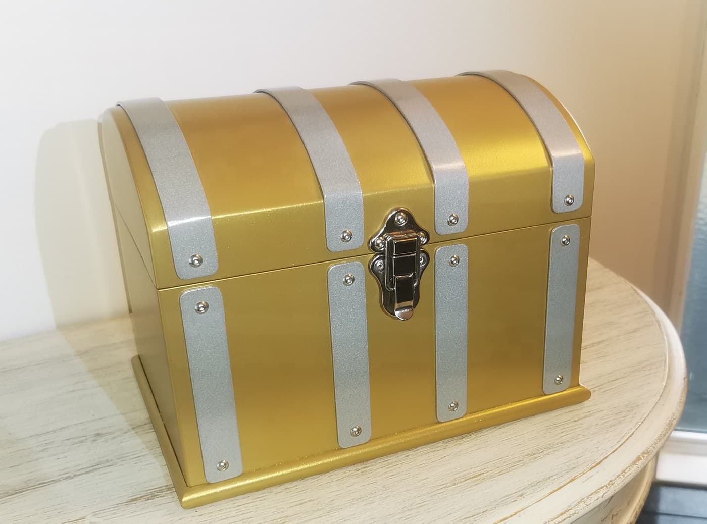 Hand-finished gold treasure chest keepsake box
